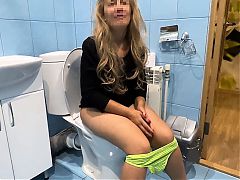milf was sitting in the toilet and bent over for anal sex